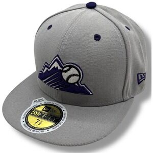 New Era 59FIFTY Colorado Rockies Hat Grey Purple Glow In The Dark Fitted 7 3/8
